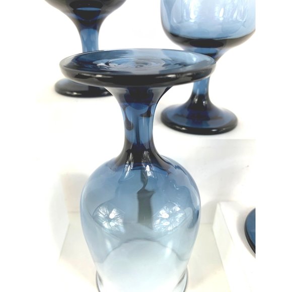 Vintage Libbey Dusky Blue Tulip Wine Glasses. - Picture 6 of 6